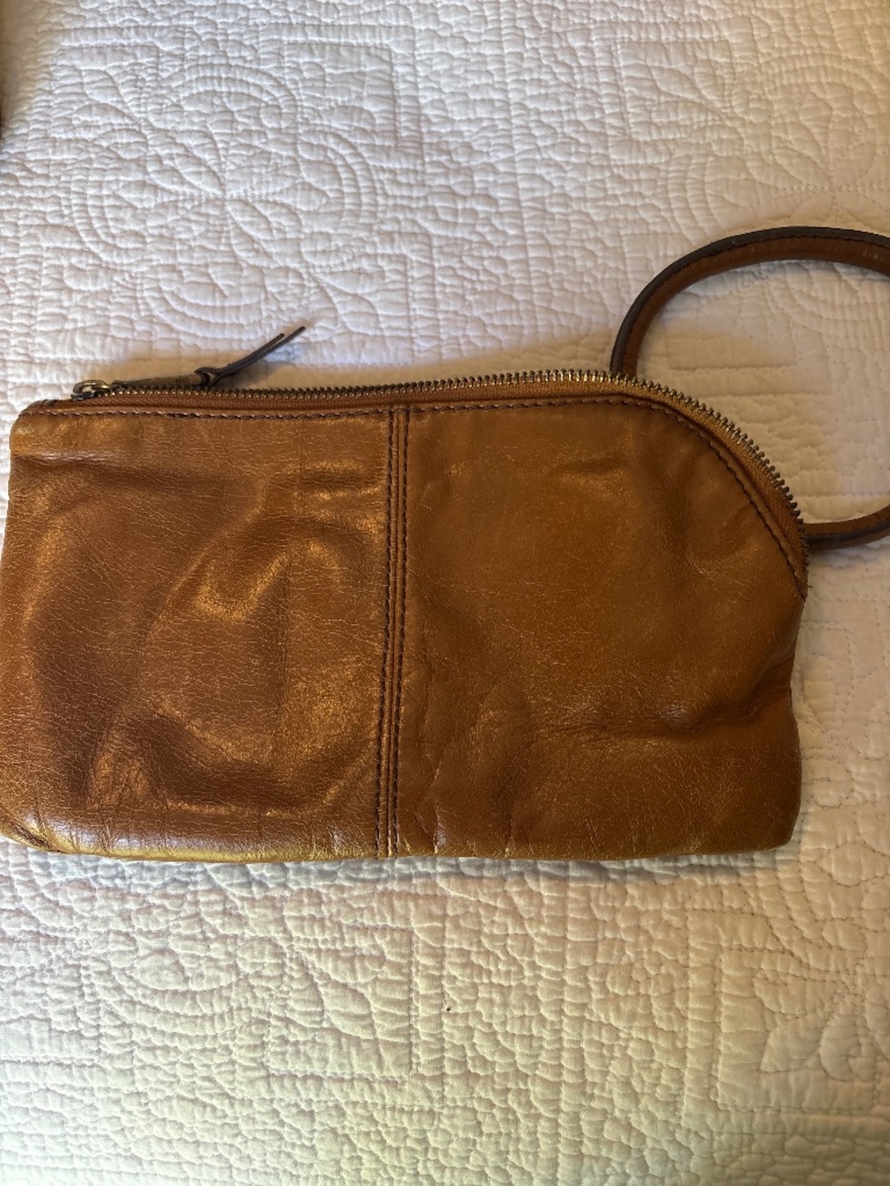 Camel colored hobo wristlet